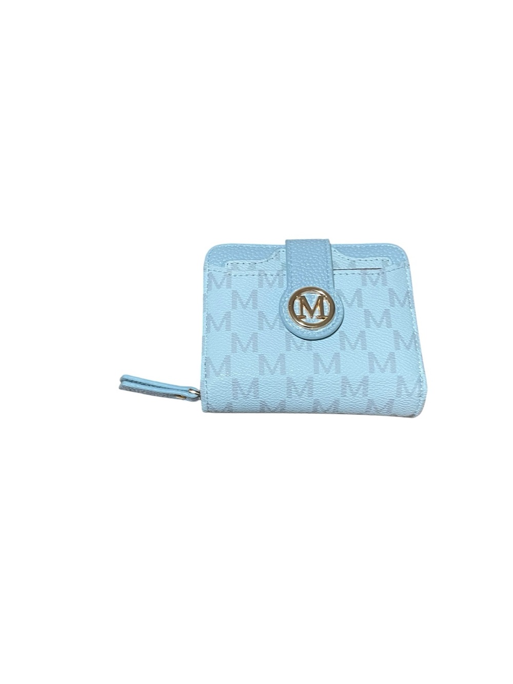 M Wallet in Light Blue with Gold Logo